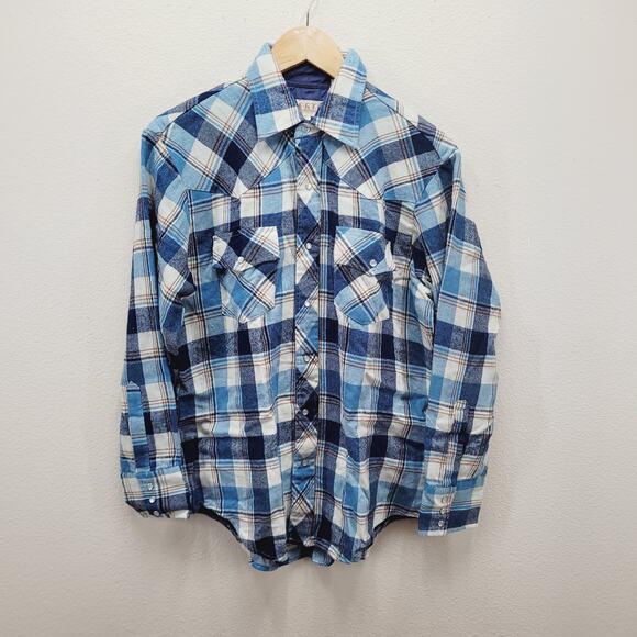 Vintage 80s Forte Western Pearl Snap Shirt M Fits Med (Tag L) Short 22.5" Sleeve - Picture 1 of 6